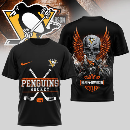 LIMITED EDITION - NEW CUSTOMIZED NHL26 PBP PITTSBURGH PENGUINS x HARLEY DAVIDSON UNISEX T-SHIRT