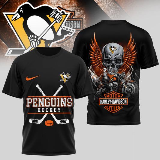 LIMITED EDITION - NEW CUSTOMIZED NHL26 PBP PITTSBURGH PENGUINS x HARLEY DAVIDSON UNISEX T-SHIRT