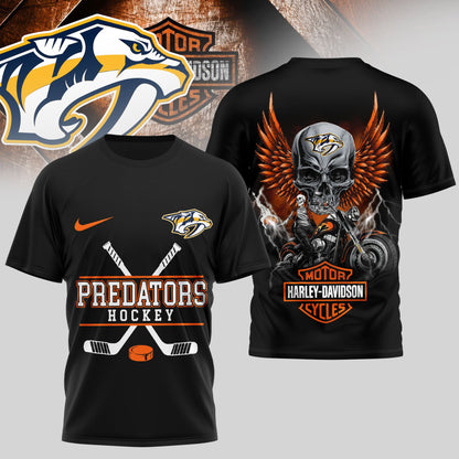 LIMITED EDITION - NEW CUSTOMIZED NHL31 NVP NASHVILLE PREDATORS x HARLEY DAVIDSON UNISEX T-SHIRT