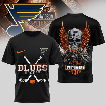 LIMITED EDITION - NEW CUSTOMIZED NHL14 SLB ST. LOUIS BLUES x HARLEY DAVIDSON UNISEX T-SHIRT