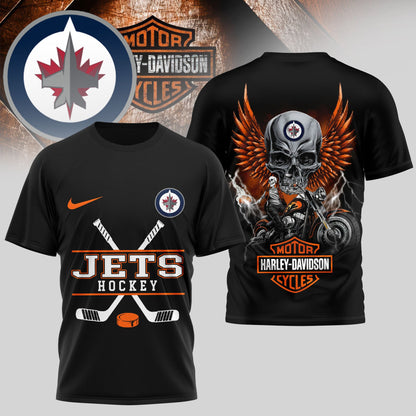 LIMITED EDITION - NEW CUSTOMIZED NHL21 WPJ WINNIPEG JETS x HARLEY DAVIDSON UNISEX T-SHIRT