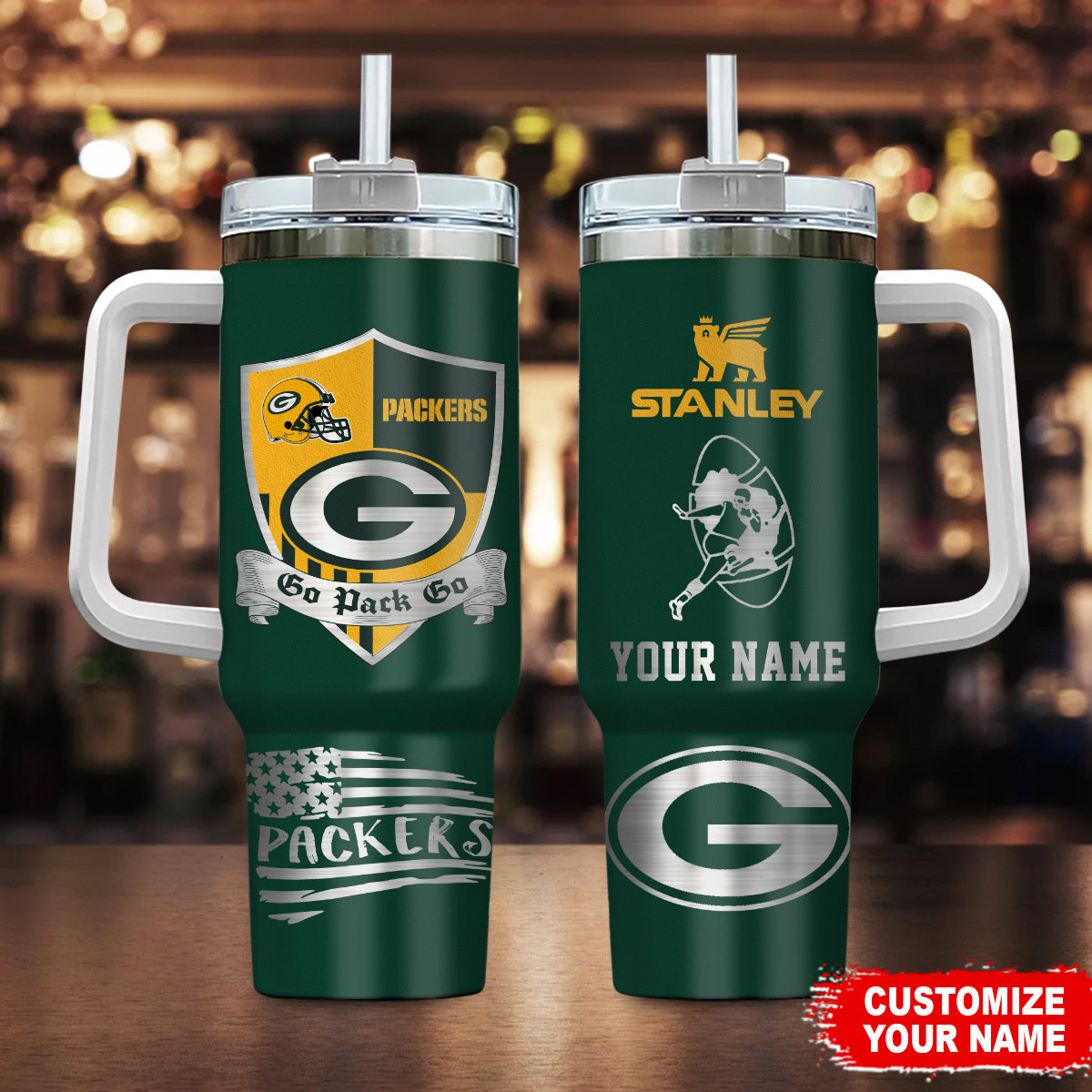 LIMITED EDITION - NEW CUSTOMIZED NFL08 GBP GREEN BAY PACKERS 40 OZ TUMBLER