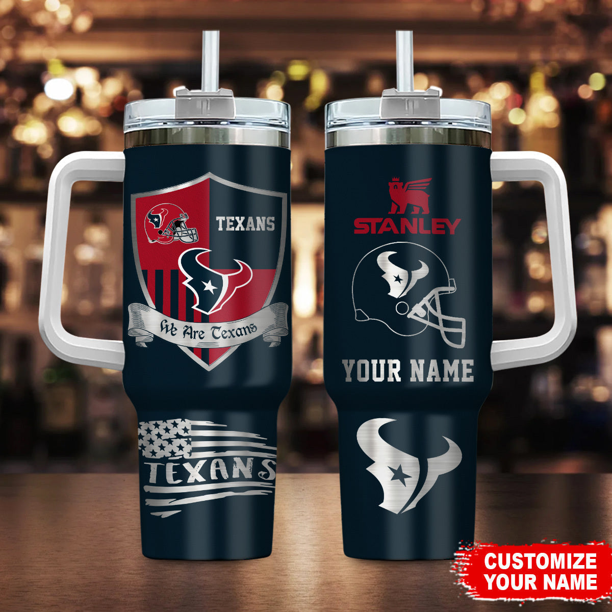 LIMITED EDITION - NEW CUSTOMIZED NFL15 HTT HOUSTON TEXANS 40 OZ TUMBLER
