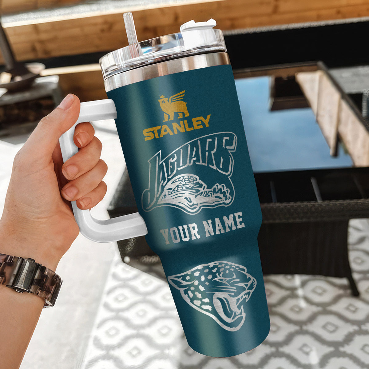 LIMITED EDITION - NEW CUSTOMIZED NFL30 JSJ JACKSONVILLE JAGUARS 40 OZ TUMBLER