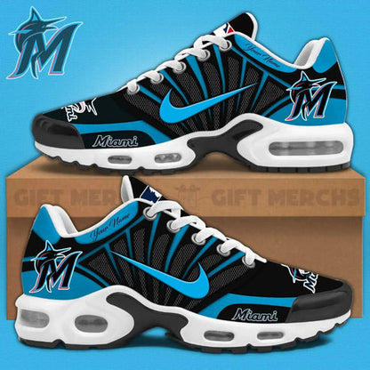 LIMITED EDITION - NEW CUSTOMIZED MLB20 MMS MIAMI MARLINS UNISEX AIR MAX PLUS SNEAKERS