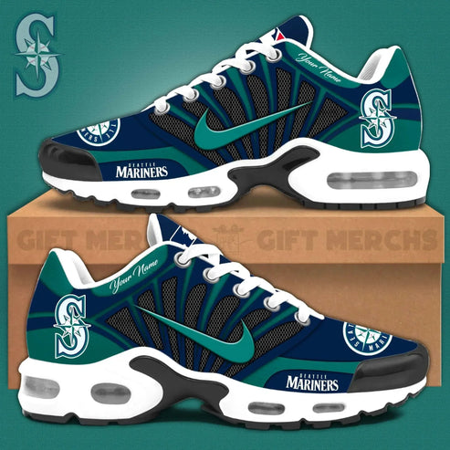 LIMITED EDITION - NEW CUSTOMIZED MLB14 SMS SEATTLE MARINERS UNISEX AIR MAX PLUS SNEAKERS