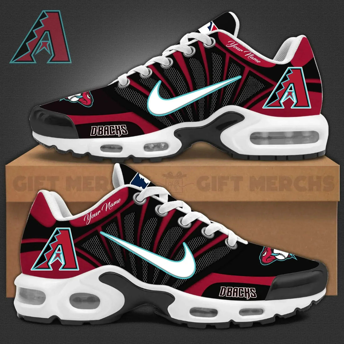 LIMITED EDITION - NEW CUSTOMIZED MLB07 ADS ARIZONA DIAMONDBACKS UNISEX AIR MAX PLUS SNEAKERS