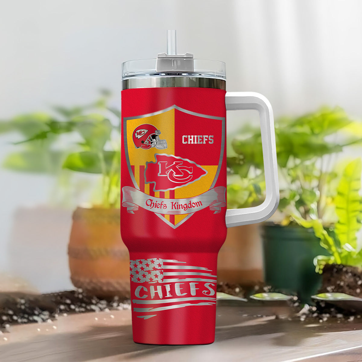 LIMITED EDITION - NEW CUSTOMIZED NFL01 KCC KANSAS CITY CHIEFS 40 OZ TUMBLER