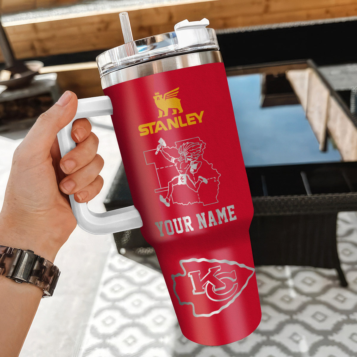 LIMITED EDITION - NEW CUSTOMIZED NFL01 KCC KANSAS CITY CHIEFS 40 OZ TUMBLER