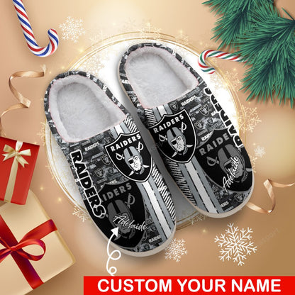 LIMITED EDITION - NEW CUSTOMIZED NFL07 LVR LAS VEGAS RAIDERS FOAM SLIPPERS