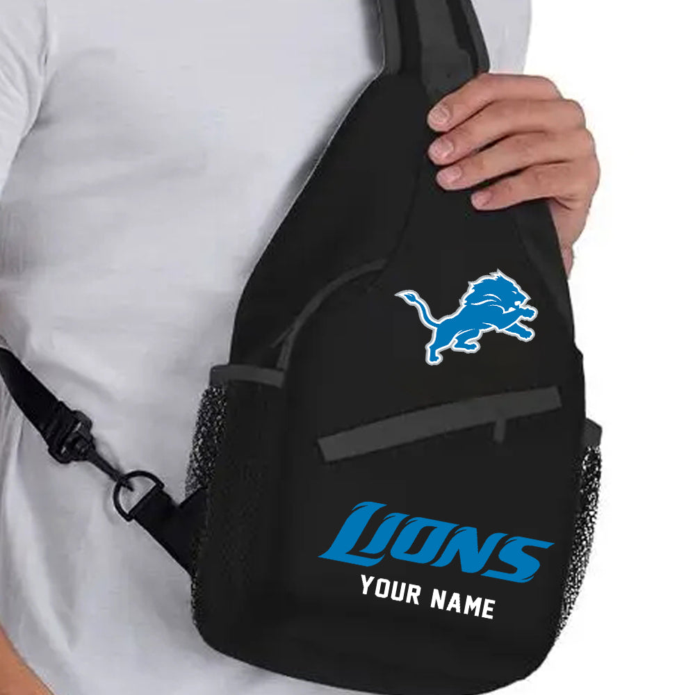 LIMITED EDITION - NEW CUSTOMIZED NFL04 DTL DETROIT LIONS SLING BAG