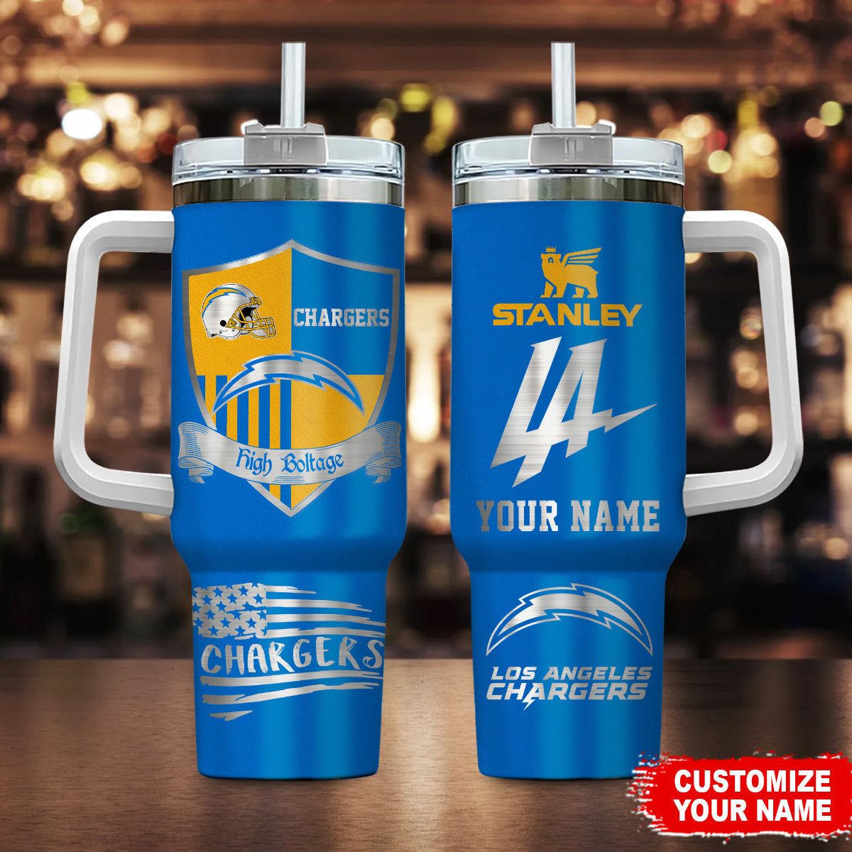 LIMITED EDITION - NEW CUSTOMIZED NFL09 LAC LOS ANGELES CHARGERS 40 OZ TUMBLER