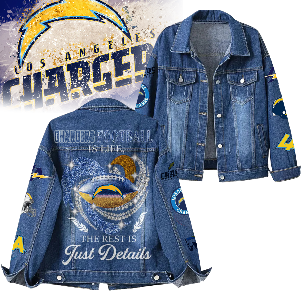 LIMITED EDITION - NEW CUSTOMIZED NFL09 LAC LOS ANGELES CHARGERS DENIM JACKET