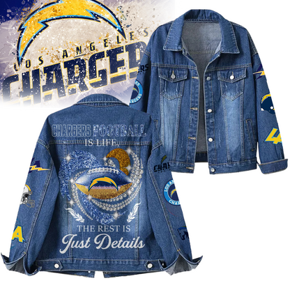 LIMITED EDITION - NEW CUSTOMIZED NFL09 LAC LOS ANGELES CHARGERS DENIM JACKET