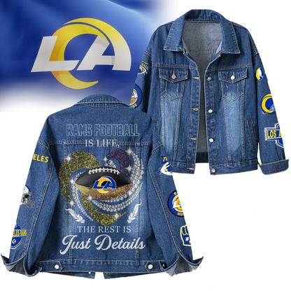 LIMITED EDITION - NEW CUSTOMIZED NFL22 LAR LOS ANGELES RAMS DENIM JACKET