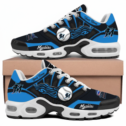 LIMITED EDITION - NEW CUSTOMIZED MLB20 MMS MIAMI MARLINS UNISEX AIR MAX PLUS SNEAKERS