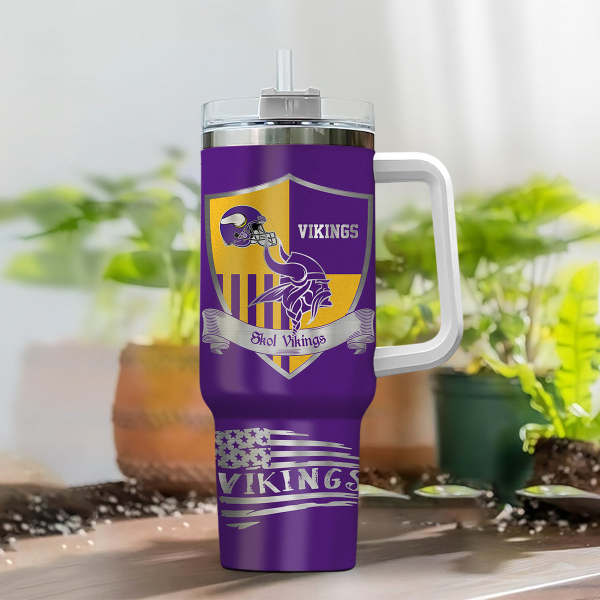 LIMITED EDITION - NEW CUSTOMIZED NFL05 MVK MINNESOTA VIKINGS 40 OZ TUMBLER