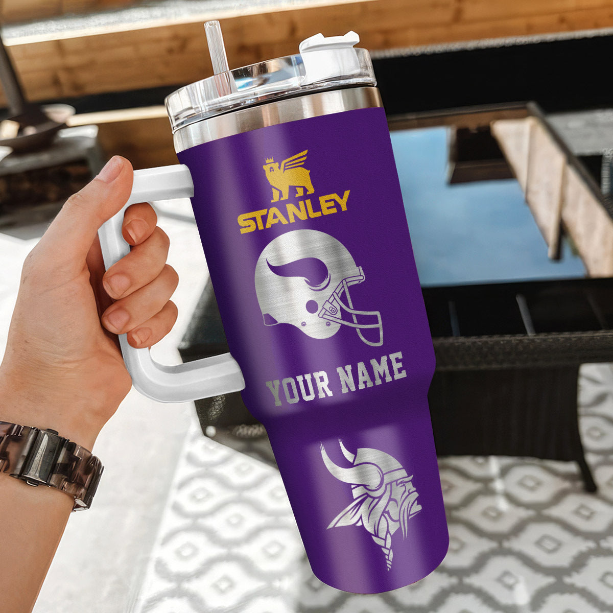 LIMITED EDITION - NEW CUSTOMIZED NFL05 MVK MINNESOTA VIKINGS 40 OZ TUMBLER