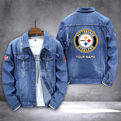 LIMITED EDITION - NEW PREMIUM NFL14 PSB PITTSBURGH STEELERS DENIM JACKET