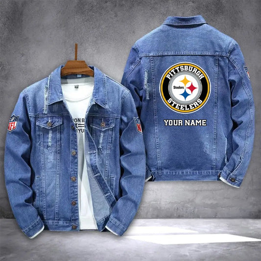 LIMITED EDITION - NEW PREMIUM NFL14 PSB PITTSBURGH STEELERS DENIM JACKET