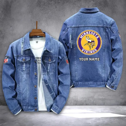 LIMITED EDITION - NEW PREMIUM NFL05 MVK MINNESOTA VIKINGS DENIM JACKET
