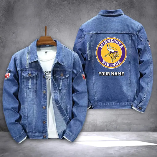 LIMITED EDITION - NEW PREMIUM NFL05 MVK MINNESOTA VIKINGS DENIM JACKET