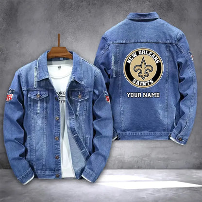 LIMITED EDITION - NEW PREMIUM NFL24 NOS NEW ORLEANS SAINTS DENIM JACKET