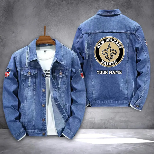 LIMITED EDITION - NEW PREMIUM NFL24 NOS NEW ORLEANS SAINTS DENIM JACKET