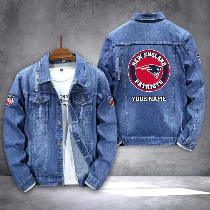 LIMITED EDITION - NEW PREMIUM NFL27 NEP NEW ENGLAND PATRIOTS DENIM JACKET
