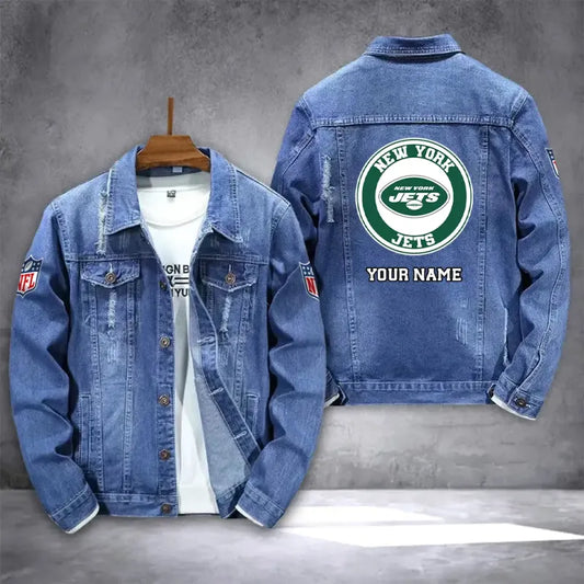 LIMITED EDITION - NEW PREMIUM NFL25 NYJ NEW YORK JETS DENIM JACKET