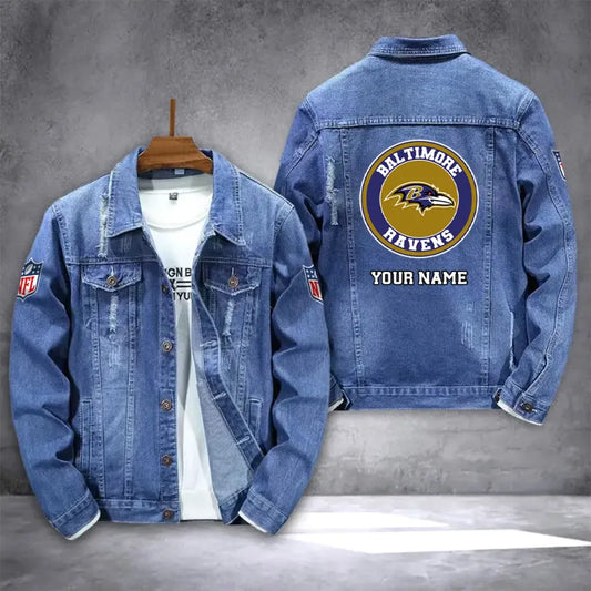 LIMITED EDITION - NEW PREMIUM NFL28 BTR BALTIMORE RAVENS DENIM JACKET