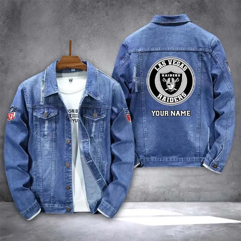 LIMITED EDITION - NEW PREMIUM NFL07 LVR LAS VEGAS RAIDERS DENIM JACKET