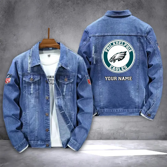 LIMITED EDITION - NEW PREMIUM NFL02 PPE PHILADELPHIA EAGLES DENIM JACKET