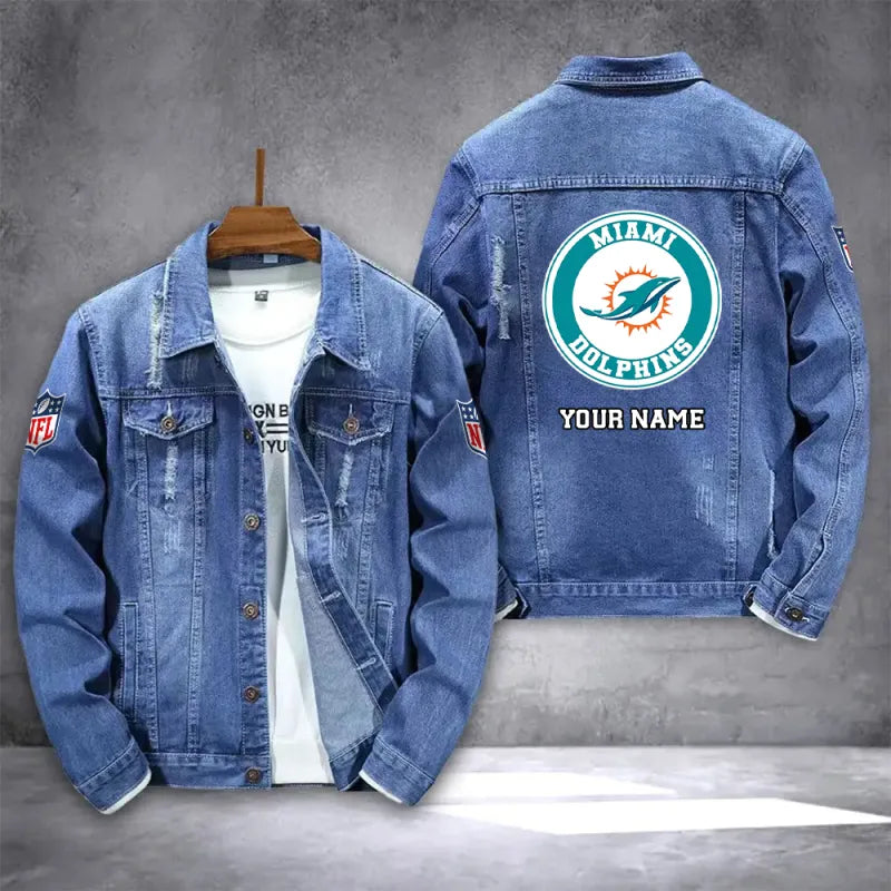 LIMITED EDITION - NEW PREMIUM NFL19 MDP MIAMI DOLPHINS DENIM JACKET