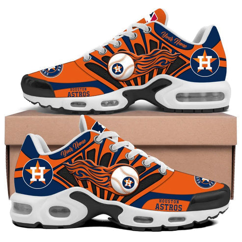LIMITED EDITION - NEW CUSTOMIZED MLB10 HAS HOUSTON ASTROS UNISEX AIR MAX PLUS SNEAKERS