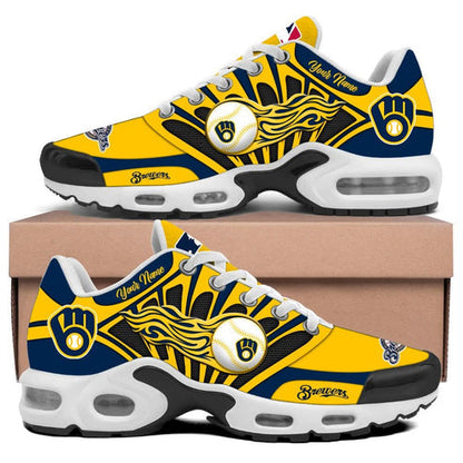 LIMITED EDITION - NEW CUSTOMIZED MLB15 MBS MILWAUKEE BREWERS UNISEX AIR MAX PLUS SNEAKERS