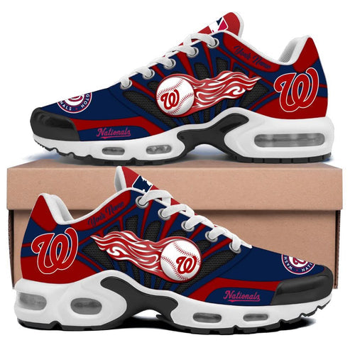 LIMITED EDITION - NEW CUSTOMIZED MLB28 WNS WASHINGTON NATIONALS UNISEX AIR MAX PLUS SNEAKERS