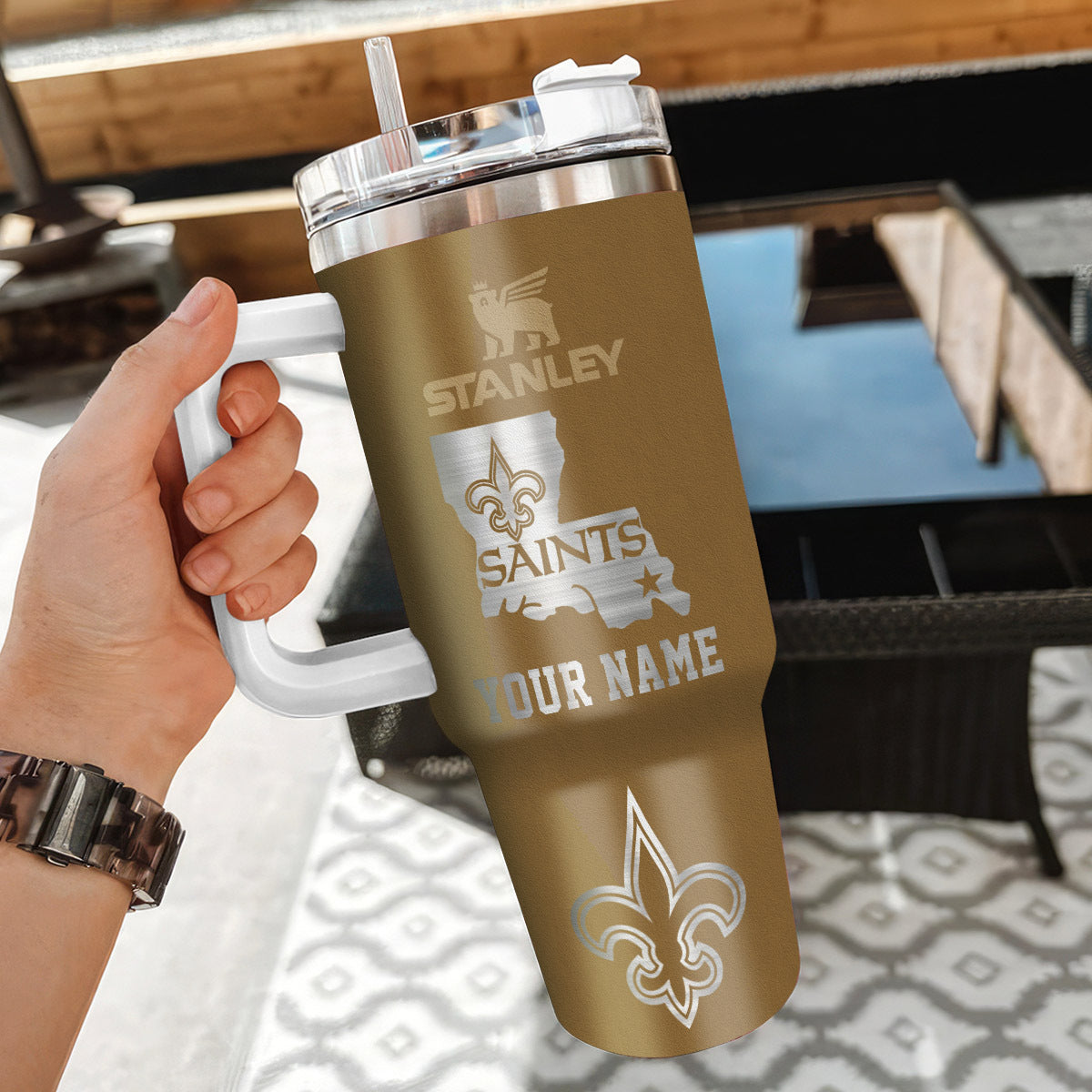 LIMITED EDITION - NEW CUSTOMIZED NFL24 NOS NEW ORLEANS SAINTS 40 OZ TUMBLER