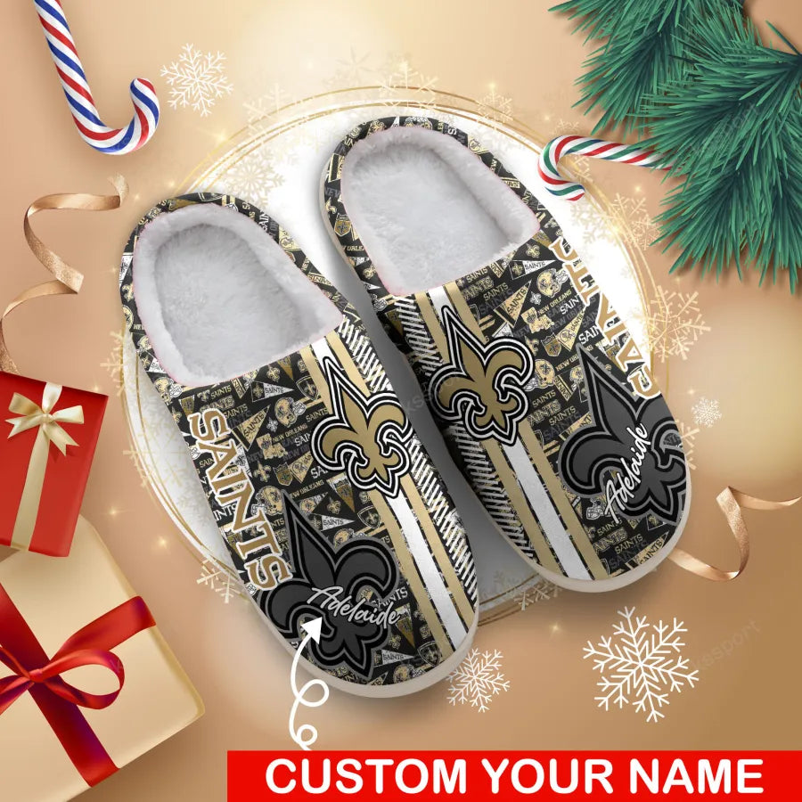 LIMITED EDITION - NEW CUSTOMIZED NFL24 NOS NEW ORLEANS SAINTS FOAM SLIPPERS