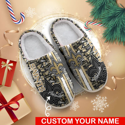 LIMITED EDITION - NEW CUSTOMIZED NFL24 NOS NEW ORLEANS SAINTS FOAM SLIPPERS