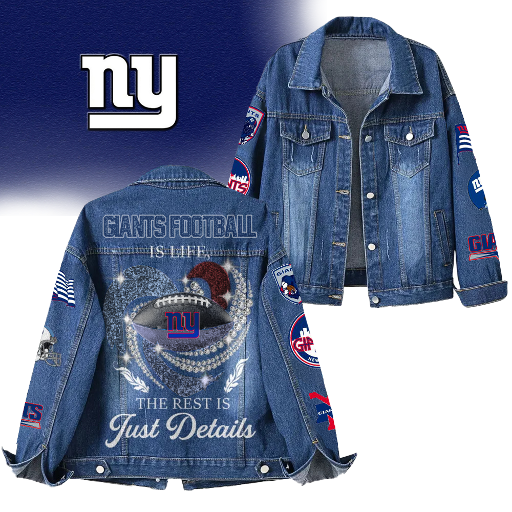LIMITED EDITION - NEW CUSTOMIZED NFL32 NYG NEW YORK GIANTS DENIM JACKET
