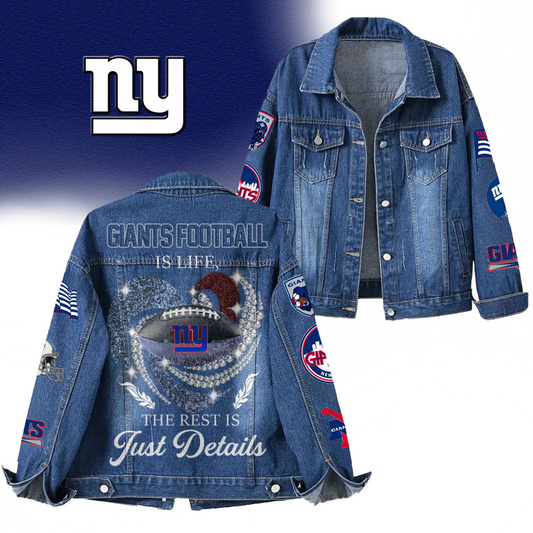 LIMITED EDITION - NEW CUSTOMIZED NFL32 NYG NEW YORK GIANTS DENIM JACKET