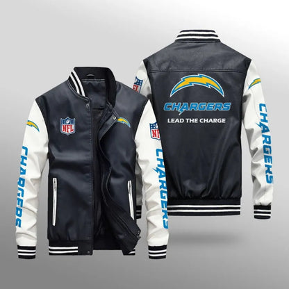 LIMITED EDITION - NEW CUSTOMIZED NFL09 LAC LOS ANGELES CHARGERS LEATHER BOMBER JACKET