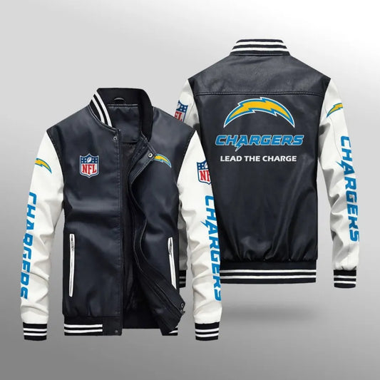 LIMITED EDITION - NEW CUSTOMIZED NFL09 LAC LOS ANGELES CHARGERS LEATHER BOMBER JACKET