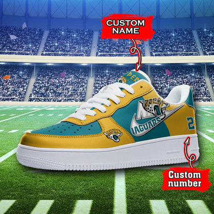 LIMITED EDITION - NEW CUSTOMIZED NFL30 JSJ JACKSONVILLE JAGUARS AF1 SNEAKERS