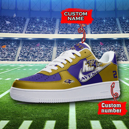 LIMITED EDITION - NEW CUSTOMIZED NFL28 BTR BALTIMORE RAVENS AF1 SNEAKERS