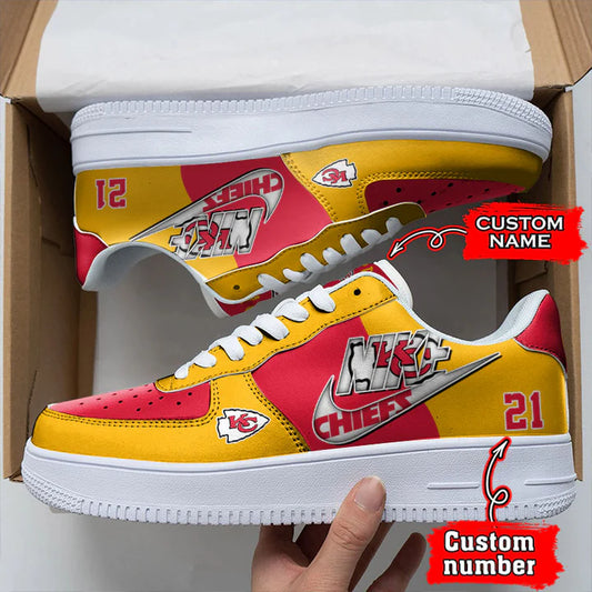 LIMITED EDITION - NEW CUSTOMIZED NFL01 KCC KANSAS CITY CHIEFS AF1 SNEAKERS