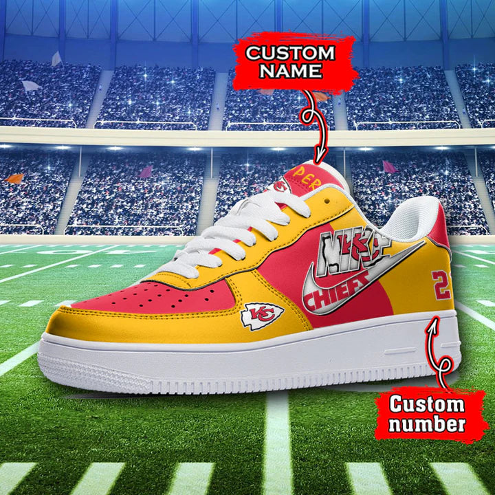 LIMITED EDITION - NEW CUSTOMIZED NFL01 KCC KANSAS CITY CHIEFS AF1 SNEAKERS