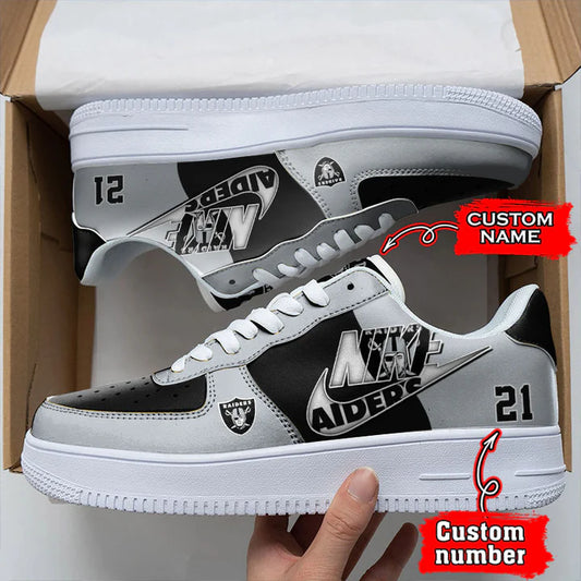 LIMITED EDITION - NEW CUSTOMIZED NFL07 LVR LAS VEGAS RAIDERS AF1 SNEAKERS