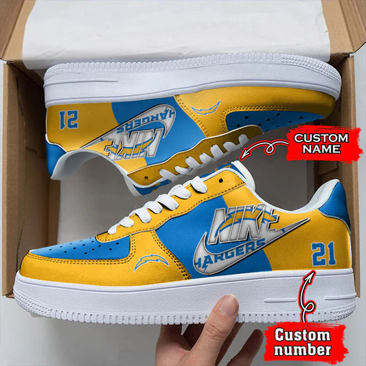 LIMITED EDITION - NEW CUSTOMIZED NFL09 LAC LOS ANGELES CHARGERS AF1 SNEAKERS